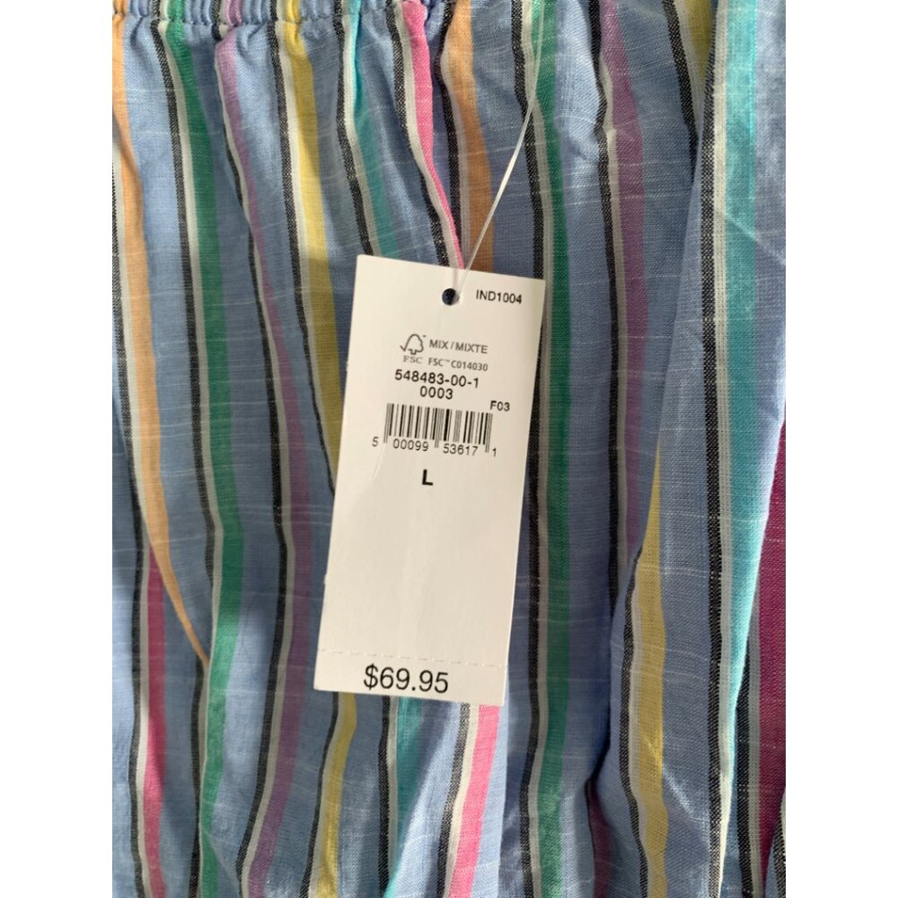 NWT GAP Women's Blue Stripe Fluttered Sleeve Tiered/Smocked Mini Dress Sz Large - Picture 7 of 7